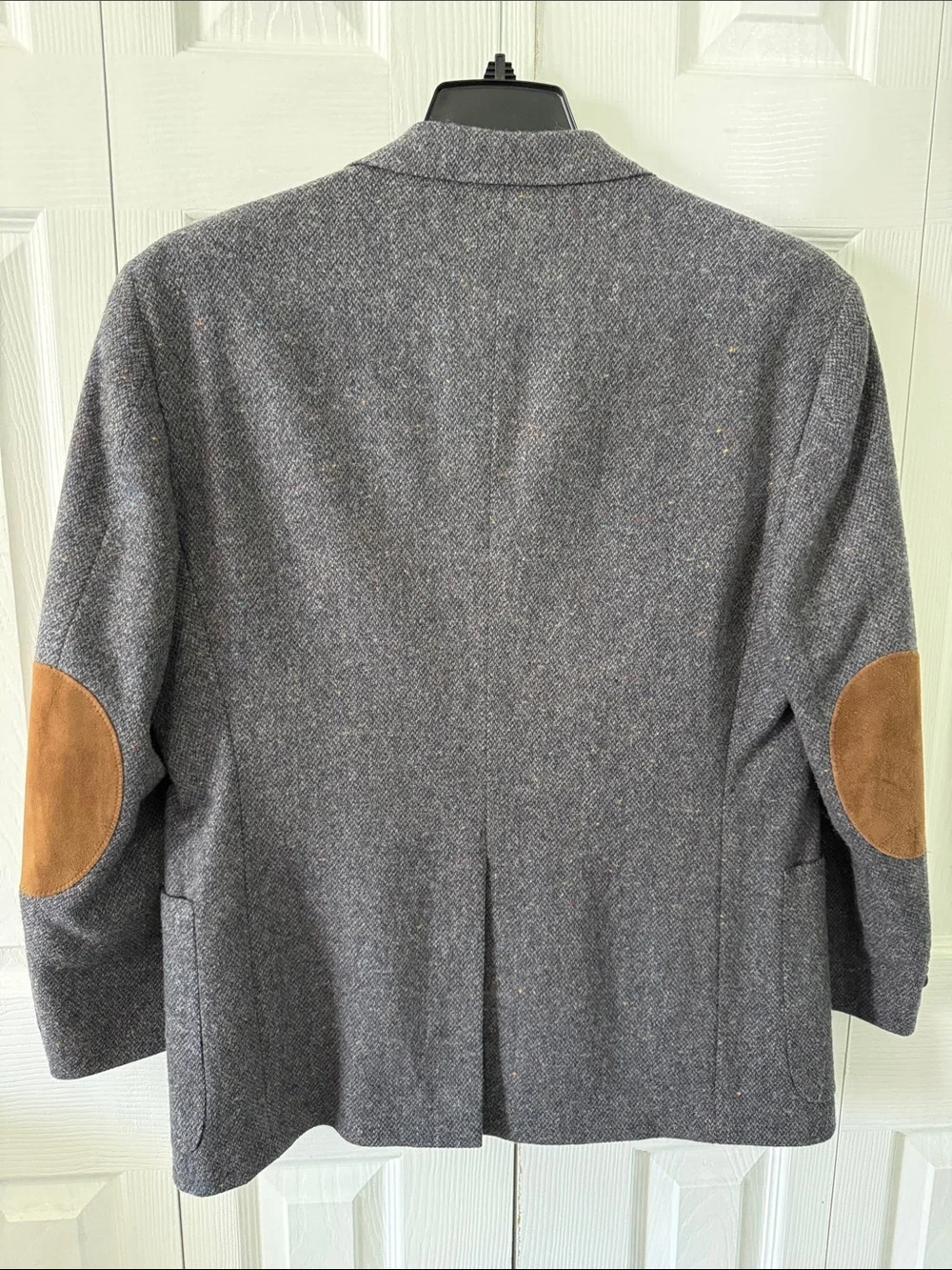 Vintage Stafford Wool Donegal Tweed Blazer Men's Gray Elbow Patches Sz 40S